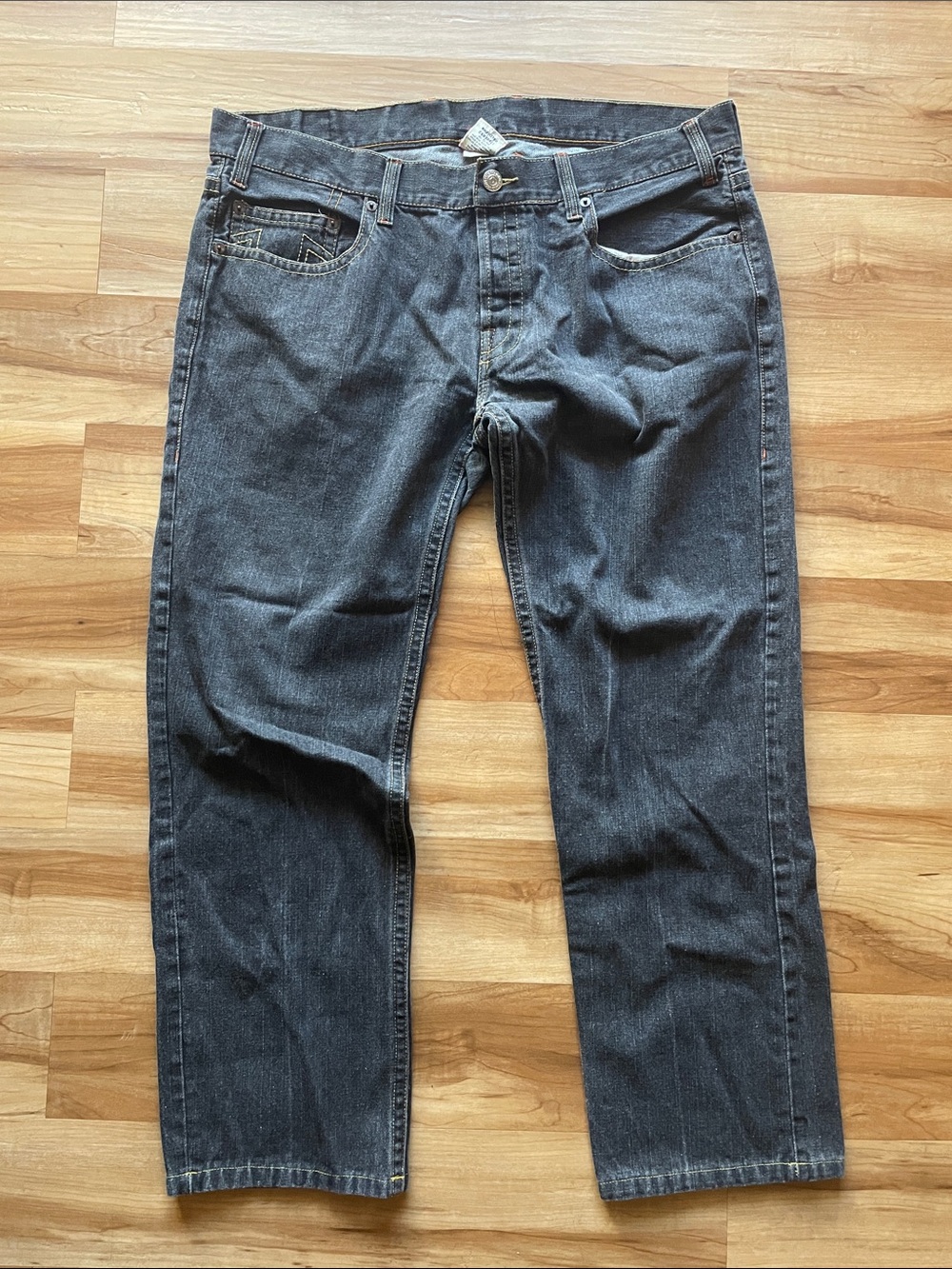 True Religion Men's Dark Gray Straight Jeans Button Fly Logan